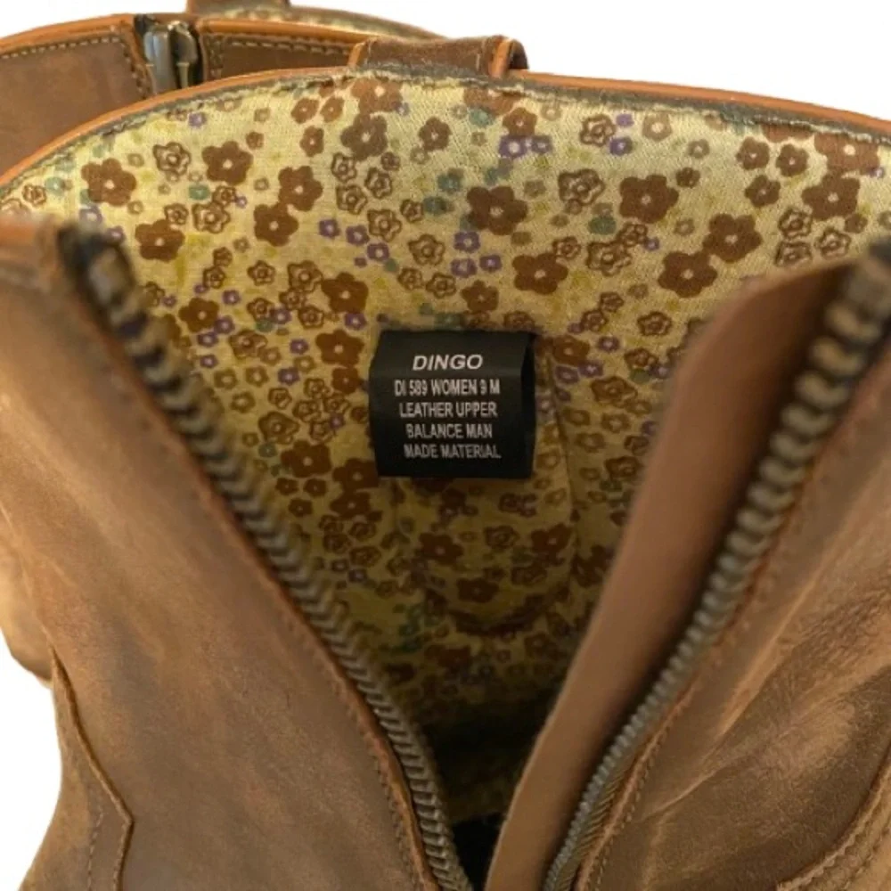 SOLD! - Dingo D1 589 Women’s Brown Leather Western Heeled Boots w/ Tassle Size 9 - Picture 6 of 7